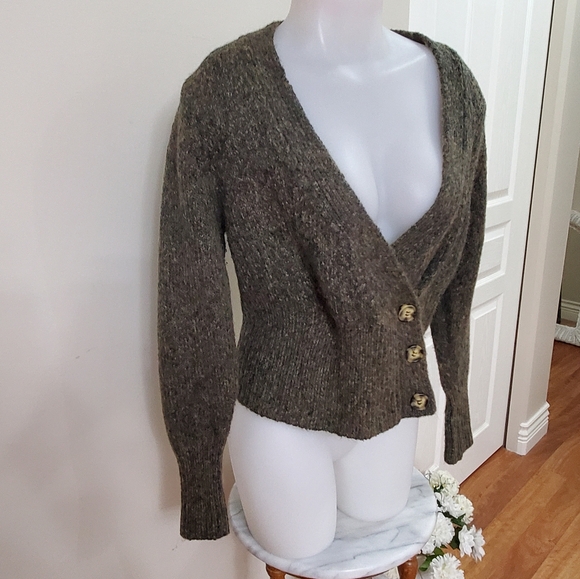 Women's Brown Button-Up Sweater - Picture 12 of 12